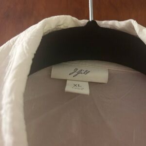 J Jill Cream sheer blouse w embroidery